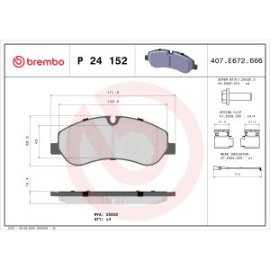 Kit de plaquettes de frein, frein à disque BREMBO P 24 152, Avant