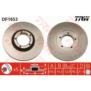 Bremsscheibe TRW DF1653 vorne, voll, 1 Stück