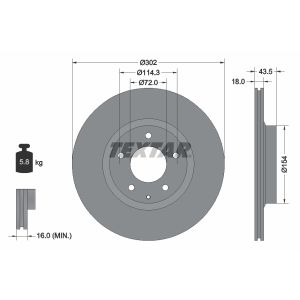 Disco de freno TEXTAR 92174503 hinten, ventilado , 1 Pieza