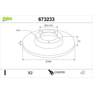 Disco de freno VALEO 673233