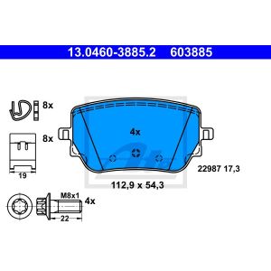 Bremsbelagsatz ATE 13.0460-3885.2, Hinten