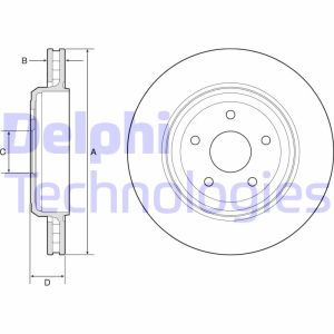 Disco de freno DELPHI BG9214C hinten, ventilado , 1 Pieza