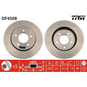 Jarrulevy TRW DF4508 edessä, tuuletettu, 1 kpl