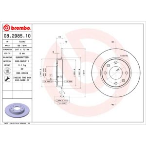 Jarrulevy BREMBO 8298510 edessä, täysi, 1 kpl