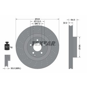 Disque de frein TEXTAR 92224603 avant, ventilé, perforé, 1 pièce