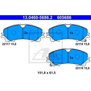 Bremsbelagsatz ATE 13.0460-5686.2, Vorne
