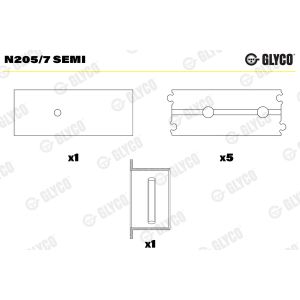 Nokka-akselin laakeri GLYCO N205/7 SEMI