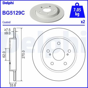 Disco de travão DELPHI BG5129C atrás, completo, 2 Peça