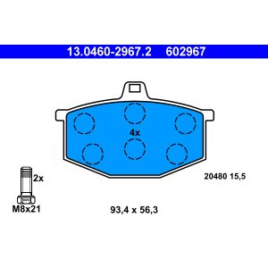 Juego de pastillas de freno ATE 13.0460-2967.2, delante