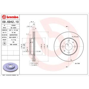 Jarrulevy, tuuletettu BREMBO 09.6942.10, Edessä, 1 kpl