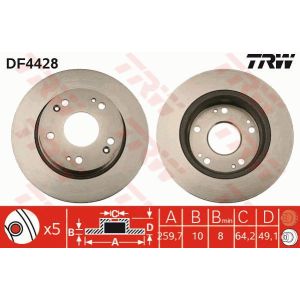 Remschijf TRW LUC DF4428 terug, volledig, 1 Stuk