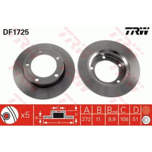 Remschijf TRW DF1725 voorkant, compleet, 1 Stuk