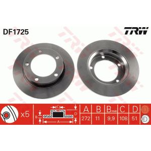 Remschijf TRW DF1725 voorkant, compleet, 1 stuk