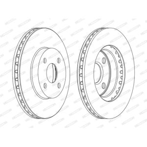 Remschijf FERODO DDF1309C voorkant, geventileerd, 2 stuk