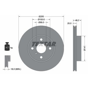 Disco freno TEXTAR 92199900 anteriore, ventilato, 1 pezzo