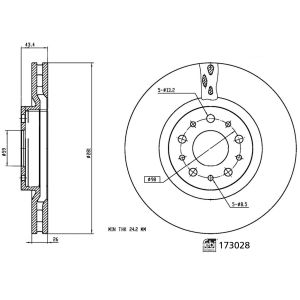 Disco de freno FEBI BILSTEIN 173028 vorne, ventilado , 1 Pieza