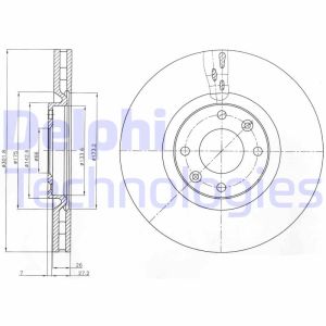 Jarrulevy DELPHI BG4166 etupuolella/tuuletettu/2 kpl