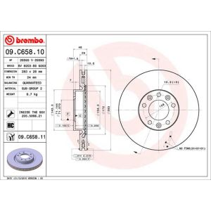 Jarrulevy BREMBO 09C65811 edessä, tuuletettu, erittäin hiilihappoinen, 1 kpl