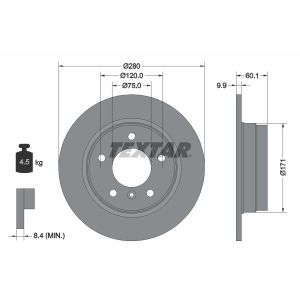 Disque de frein TEXTAR 92055703 à l'arrière, plein, 1 pièce