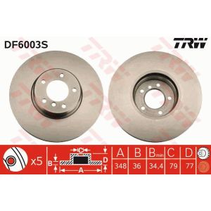 Bremsscheibe TRW DF6003S vorne, belüftet, hochkarbonisiert, 1 Stück