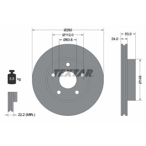 Disque de frein TEXTAR 92067700 avant, ventilé, 1 pièce