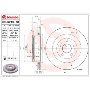 Remschijf BREMBO 09N21311 achter, geventileerd, 1 Stuk