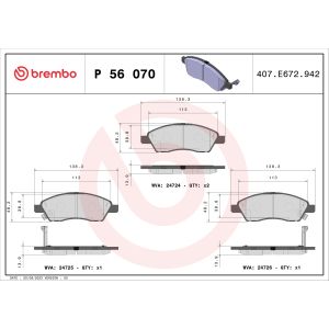 Bremsbelagsatz, Scheibenbremse BREMBO P 56 070