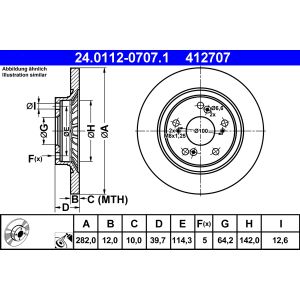 Disco de freno ATE 24.0112-0707.1 hinten, macizo, 1 Pieza
