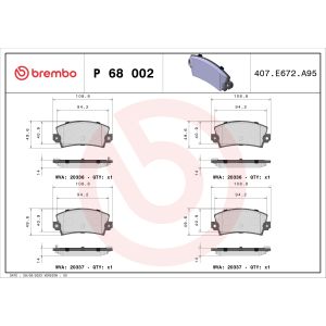 Levyjarrun jarrupalasarja BREMBO P 68 002