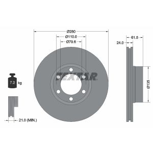 Disco de freno TEXTAR 92097700 vorne, ventilado , 1 Pieza