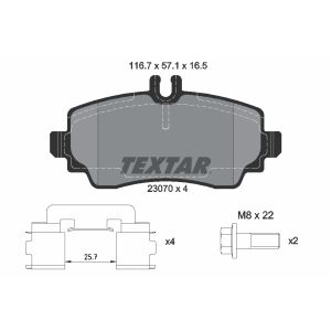 Kit de plaquettes de frein, frein à disque TEXTAR 23070 16,5 2 4 T4103, Avant