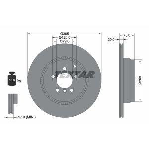 Disco freno TEXTAR 92224803 posteriore, ventilato, 1 pezzo