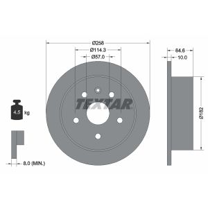 Disque de frein TEXTAR 92128900 à l'arrière, plein, 1 pièce