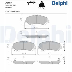 Bromsbeläggssats DELPHI LP3693, fram