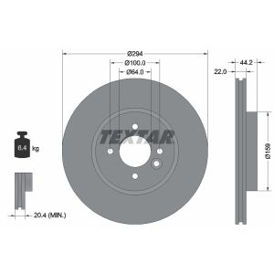 Disque de frein TEXTAR 92183603 avant, ventilé, 1 pièce