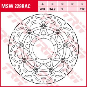 Disco de travão TRW MSW229RAC, 1 Peça