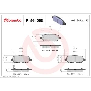 Bremsbelagsatz BREMBO P 56 068, Hinten