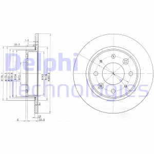 Remschijven DELPHI BG3336 achter, volledig, 2 Stuk