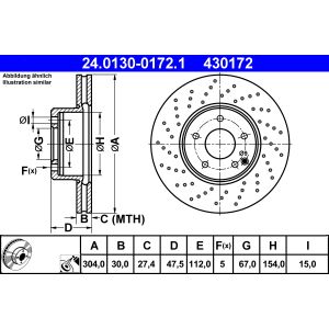 Disque de frein ATE 24.0130-0172.1 avant, ventilé, hautement carbonisé, 1 pièce