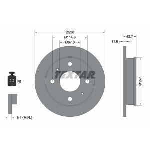 Disco freno TEXTAR 92102800 anteriore, completo, 1 pezzo