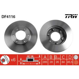 Jarrulevy TRW DF4116 edessä, tuuletettu, 1 kpl