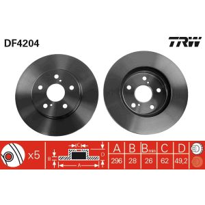 Jarrulevy TRW DF4204 edessä, tuuletettu, 1 kpl