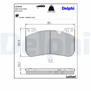 Bromsbeläggssats DELPHI LP3626, fram