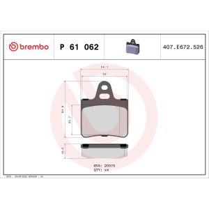 Bremsbelagsatz, Scheibenbremse BREMBO P 61 062