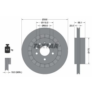 Bremsscheibe TEXTAR 92164900 hinten, belüftet, 1 Stück