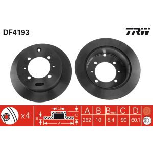 Jarrulevy TRW DF4193 takana, täysi, 1 kpl