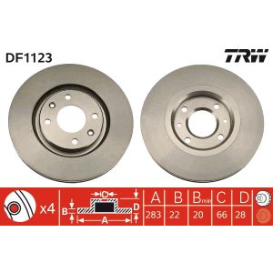 Disco de freno TRW DF1123 vorne, ventilado , 1 Pieza