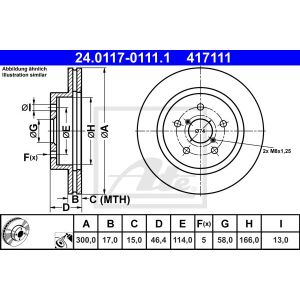 Bremsscheibe ATE 24.0117-0111.1 hinten, belüftet, 1 Stück