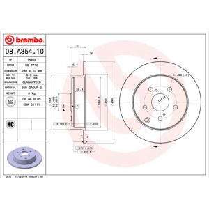 Jarrulevy BREMBO 08A35410 takana, täysi, erittäin hiilihappoinen, 1 kpl