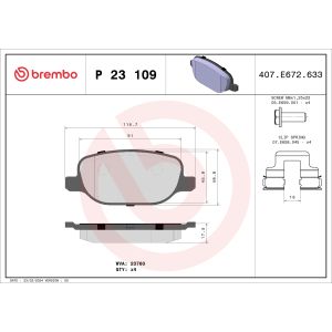 Jeu de plaquettes de frein à disque BREMBO P 23 109